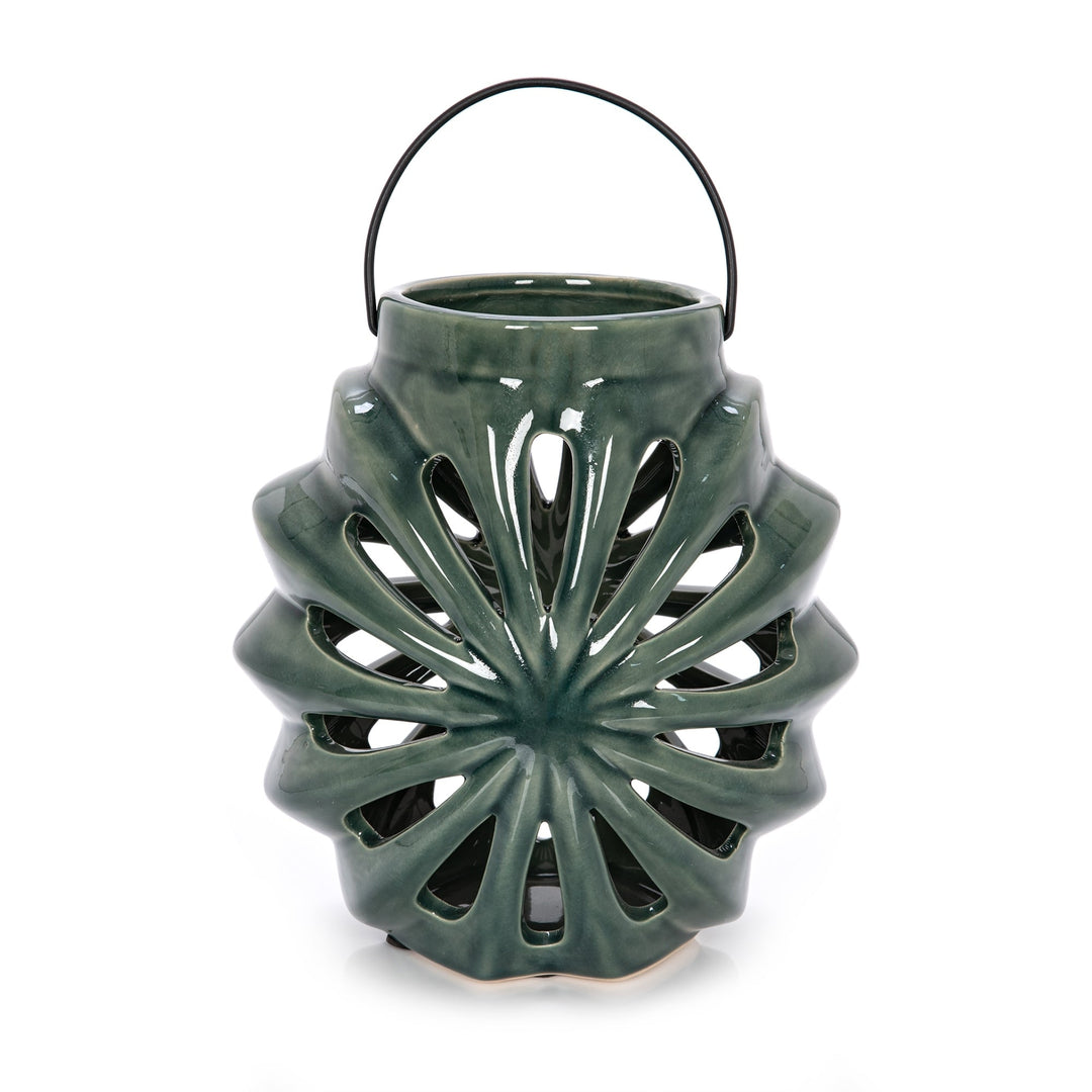CERAMIC CANDLE HOLDER DARK BLUE 19.5X14X20.5