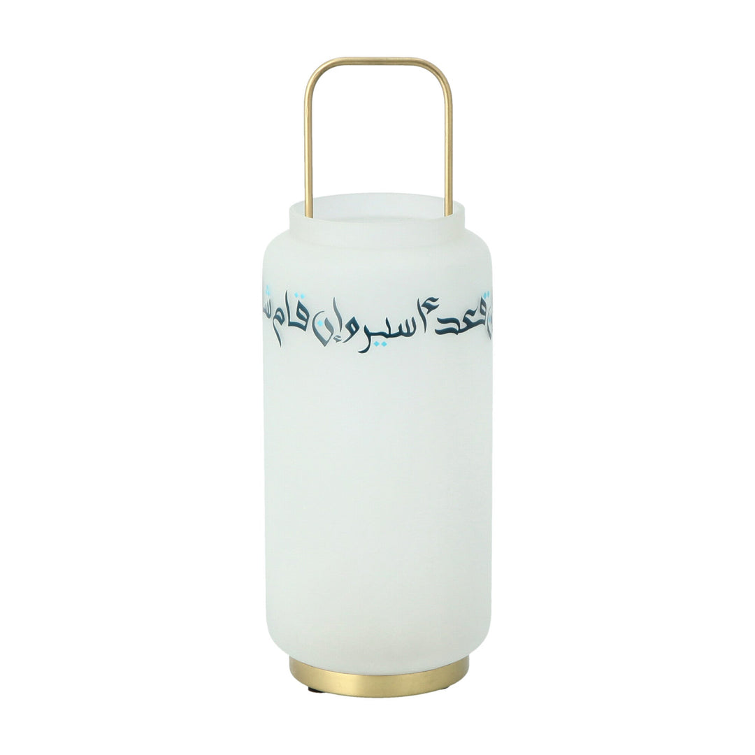 GLASS CANDLE HOLDER WHITE LARGE 16X16X43 CM