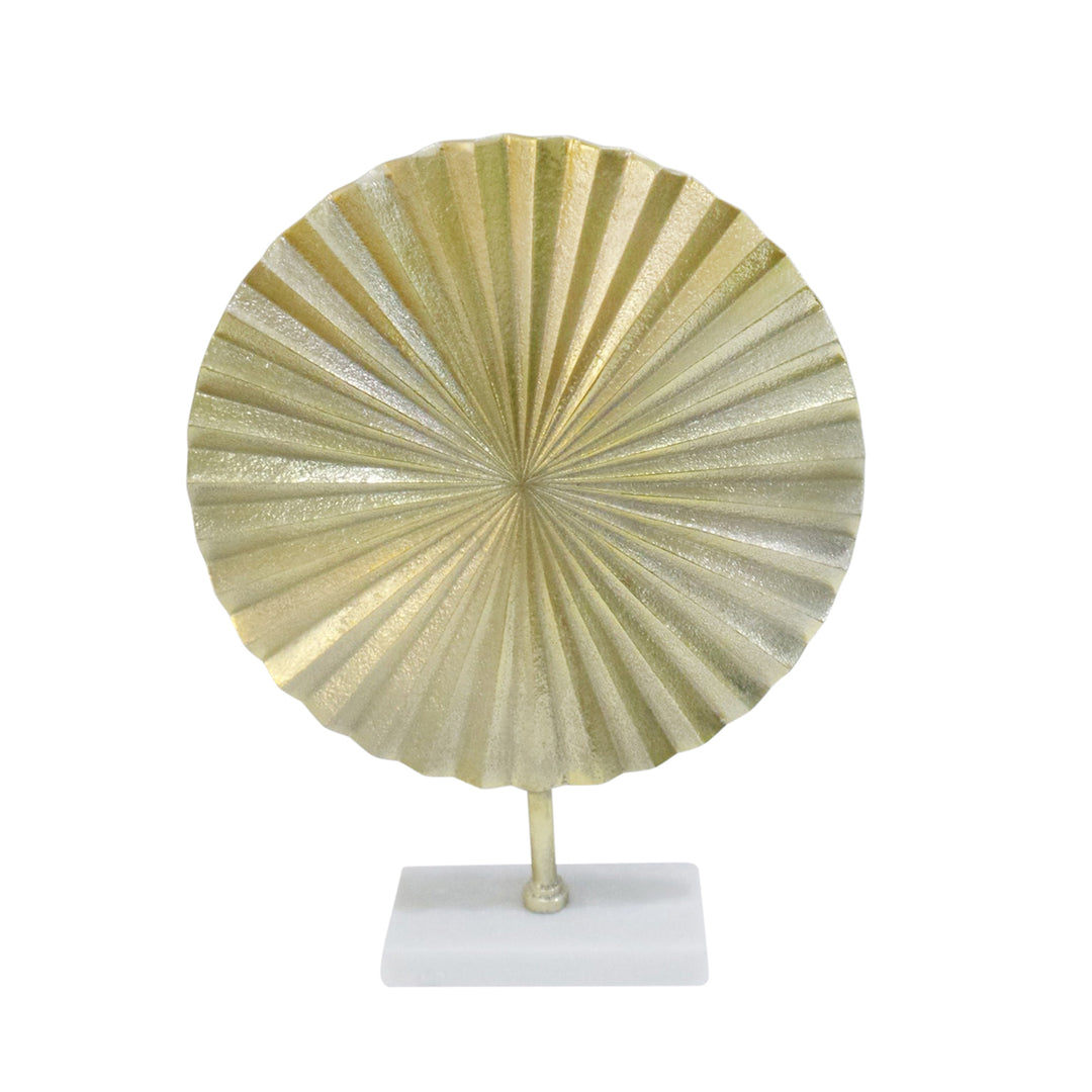 ALUMINUM FAN DISK ON STAND, 21" GOLD