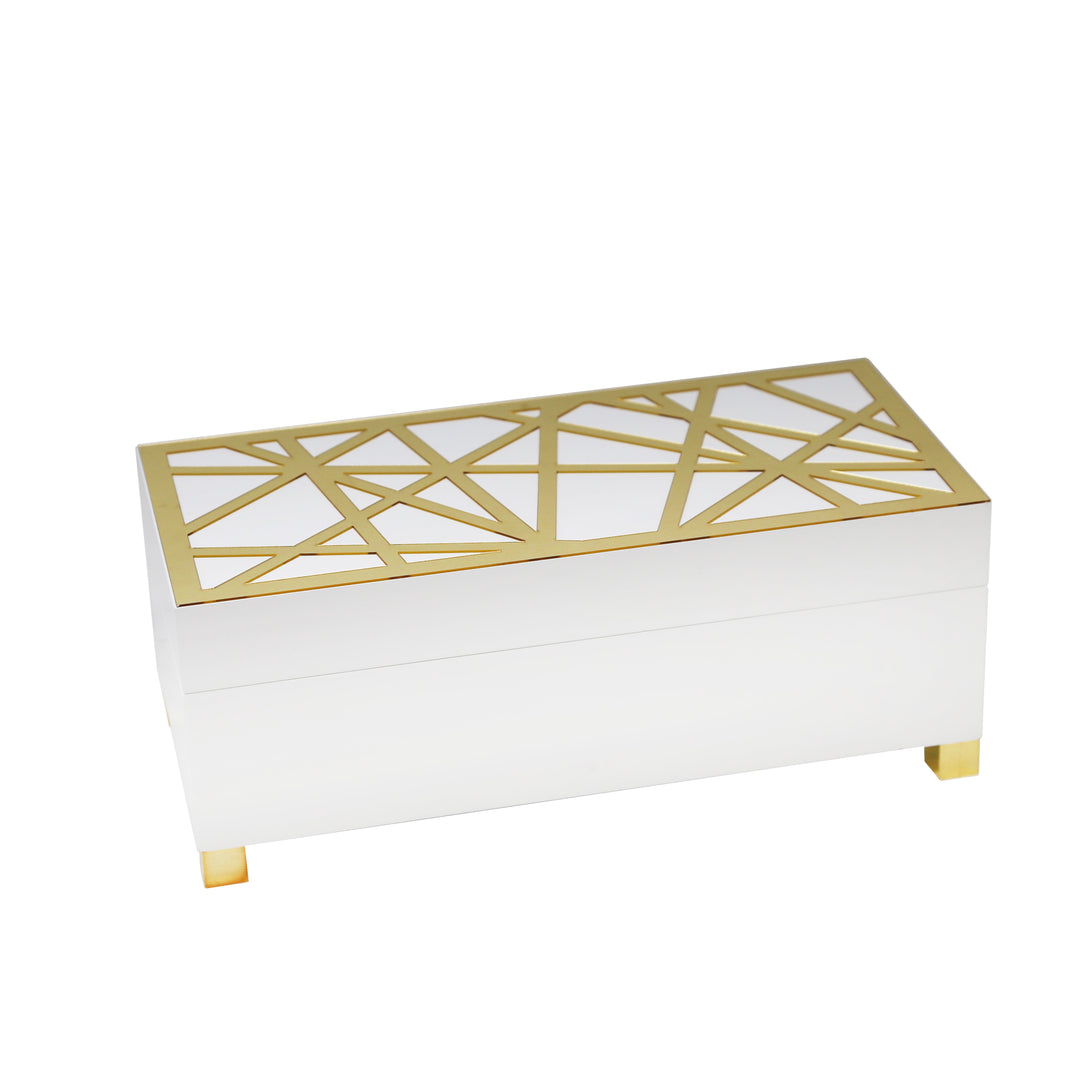 GOLD/WHITE WOOD BOX
