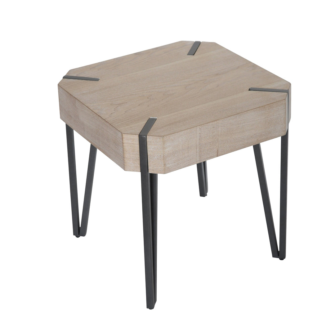 WOODEN 20" ACCENT TABLE, BEIGE KD