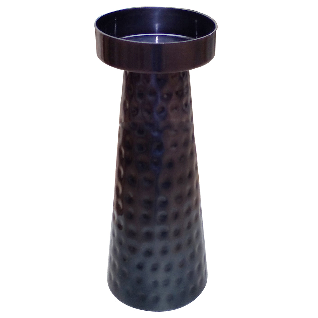 METAL, 10"H HAMMERED CANDLE HOLDER, METALLIC BLU