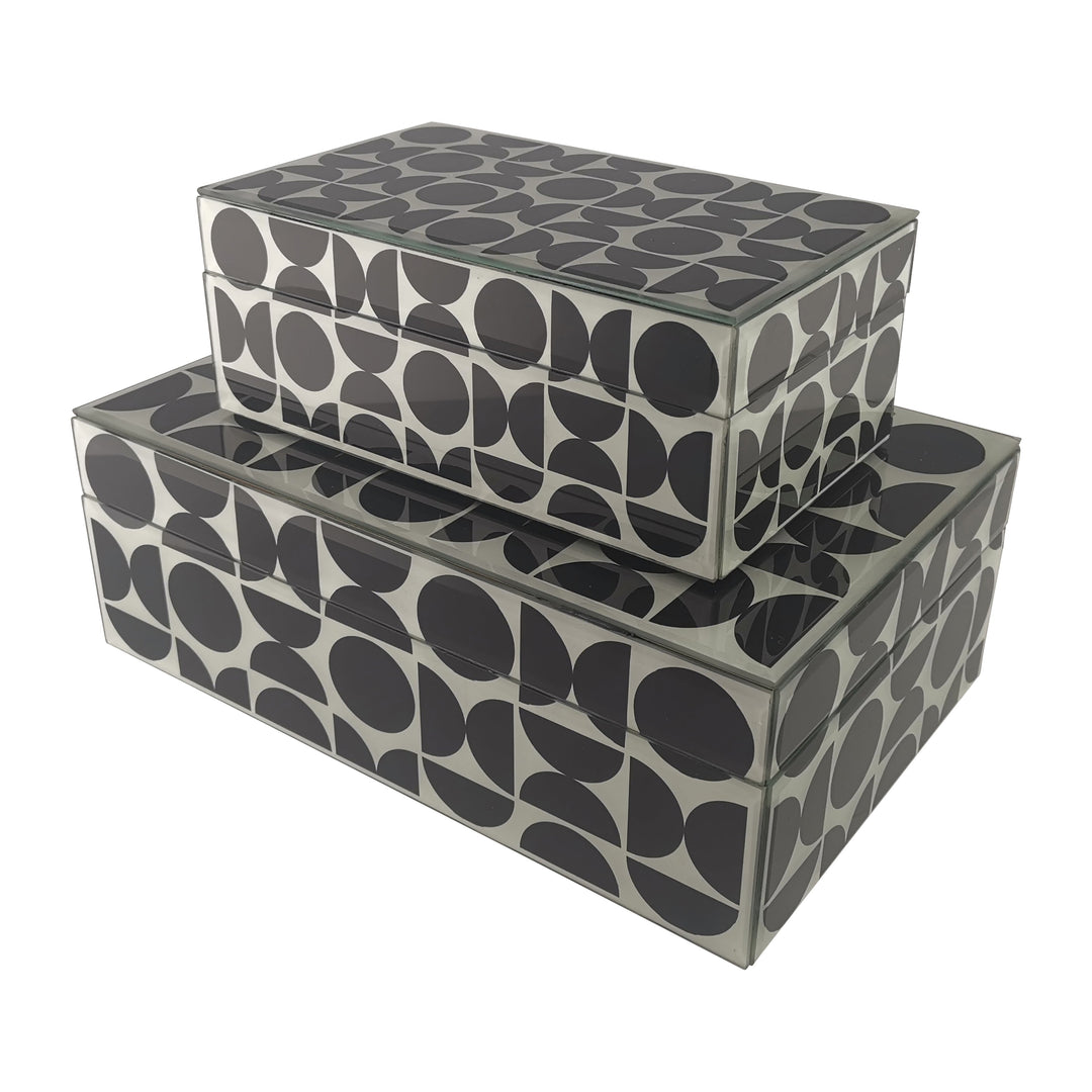 GLASS, S/2 8/11" MODERN PRINT BOXES, BLACK/WHITE