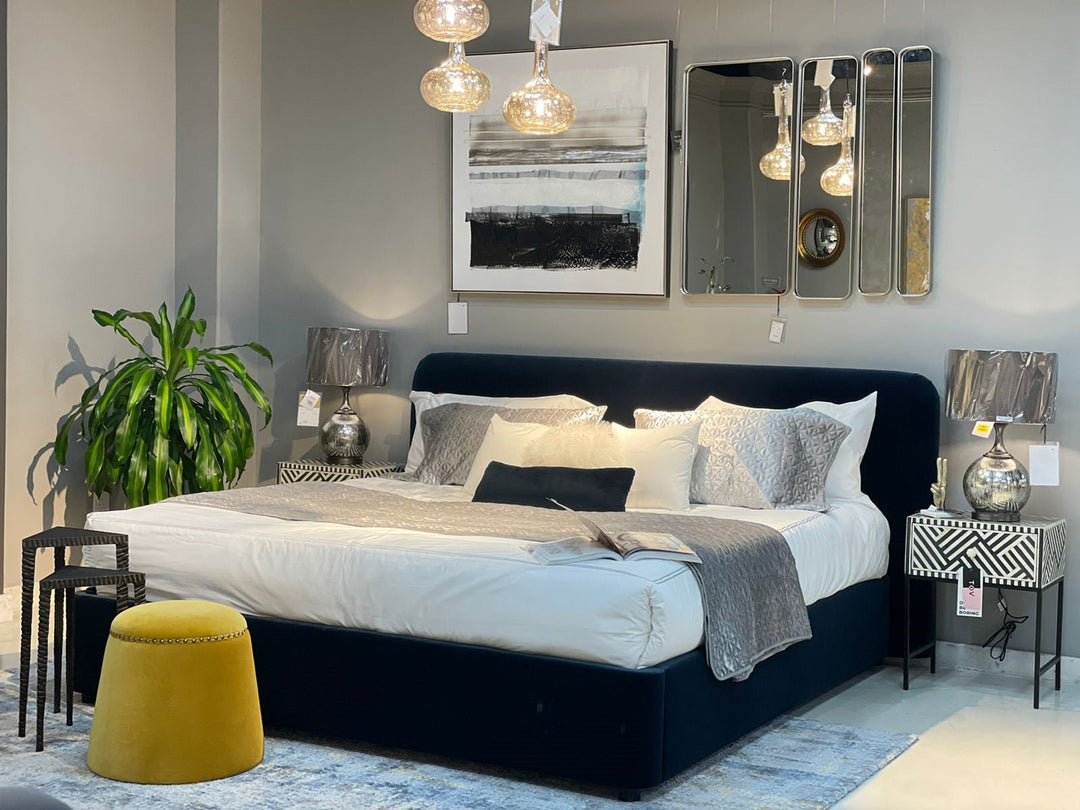 Samara King Bed Blue Velvet