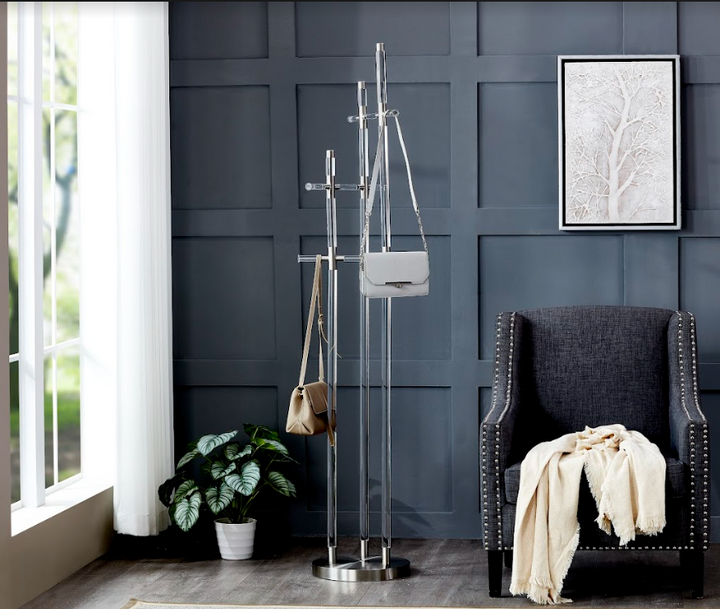 Clrear Acrylic Coat Rack Silver Metal