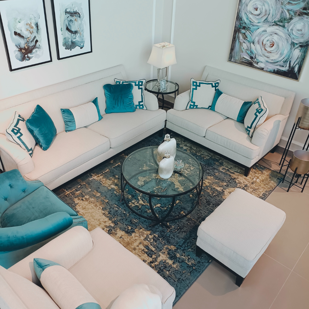 Greek Key Off White Loveseat