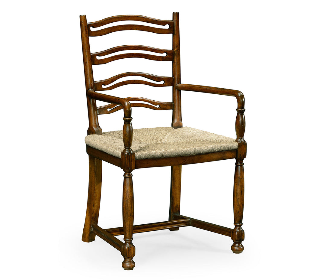 Ladder Back Walnut Chair with Pierced Slats (Arm)