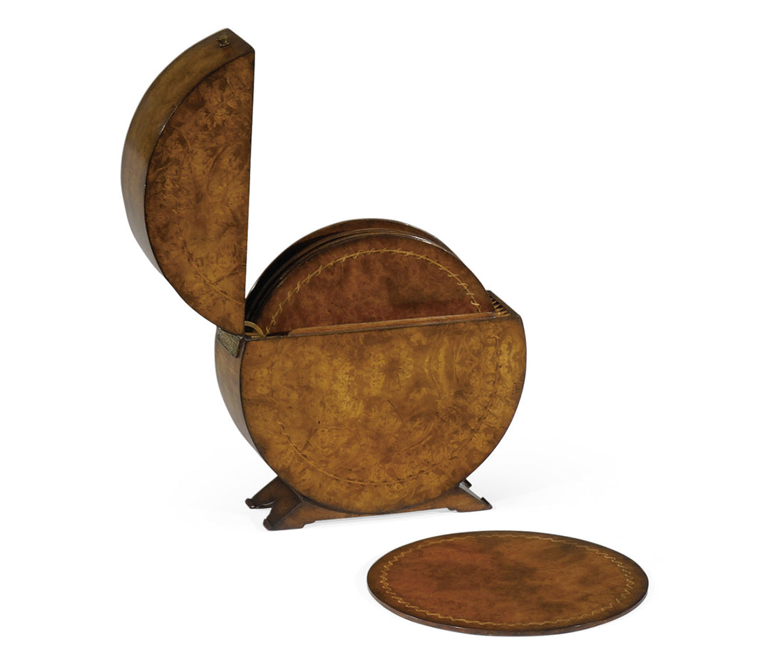 Circular Walnut & Inlay Placemat Box