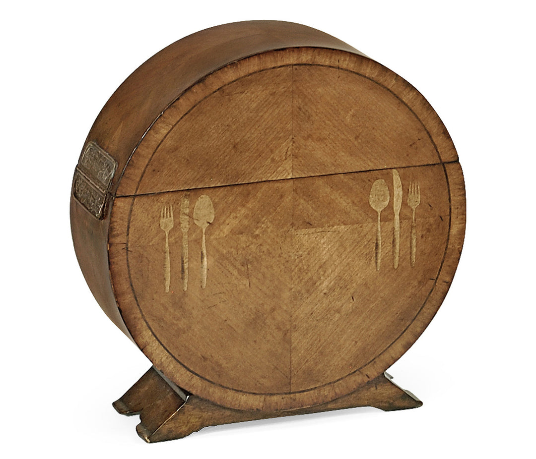 Circular Satinwood & Cutlery Inlay Placemat Box