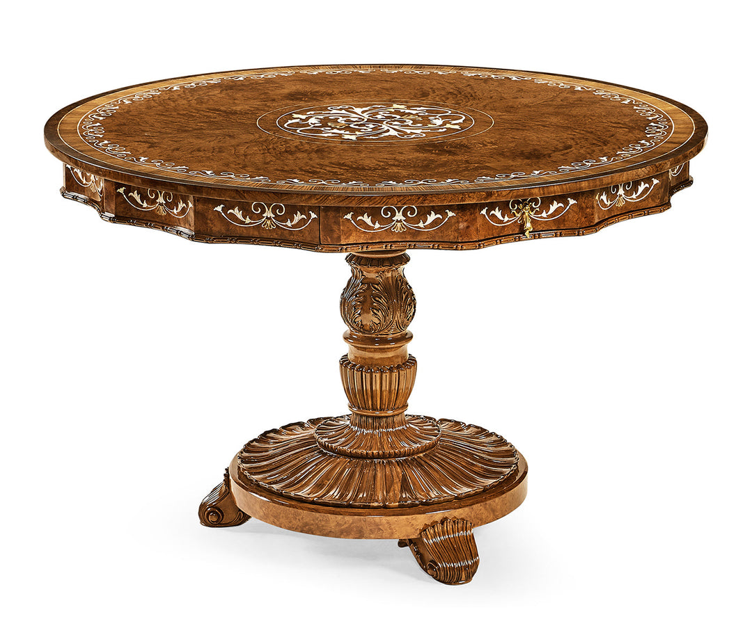 Burl & mother of pearl centre table