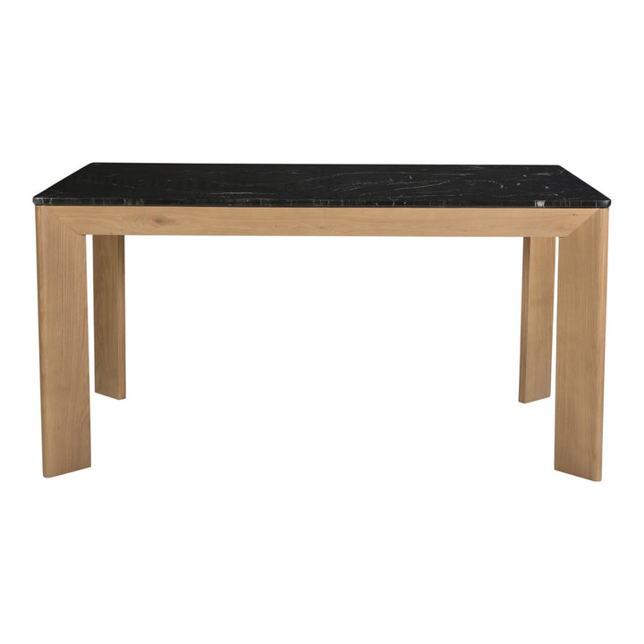 Angle Marble Dining Table Black Rectangular Small