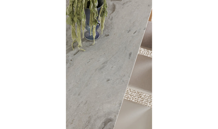 Angle Ashen Grey Marble Dining Table Rectangular Large