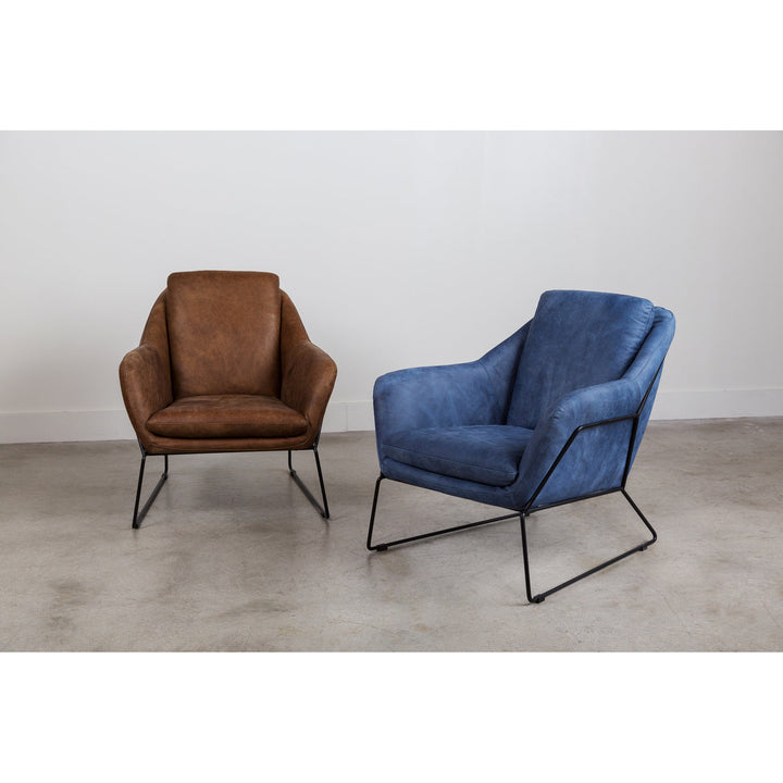 Greer Club Chair Kaiso Blue Leather
