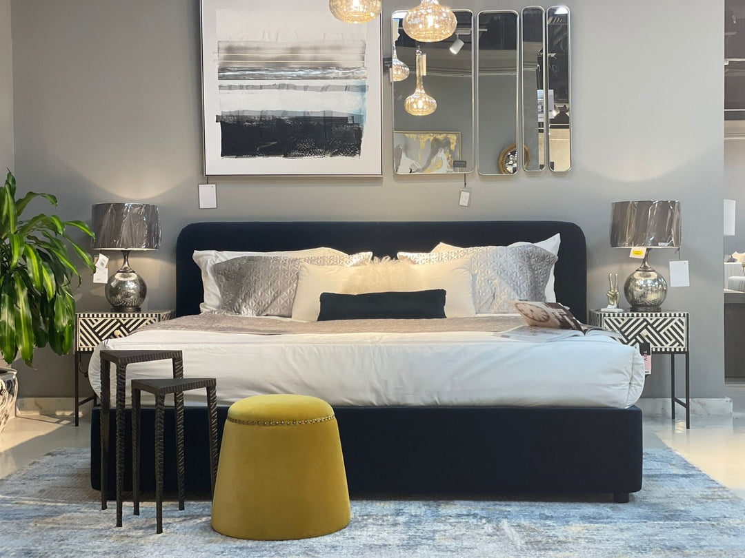 Samara King Bed Blue Velvet