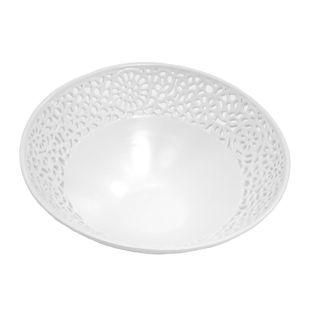 Pierced Ceramic Bowl, White