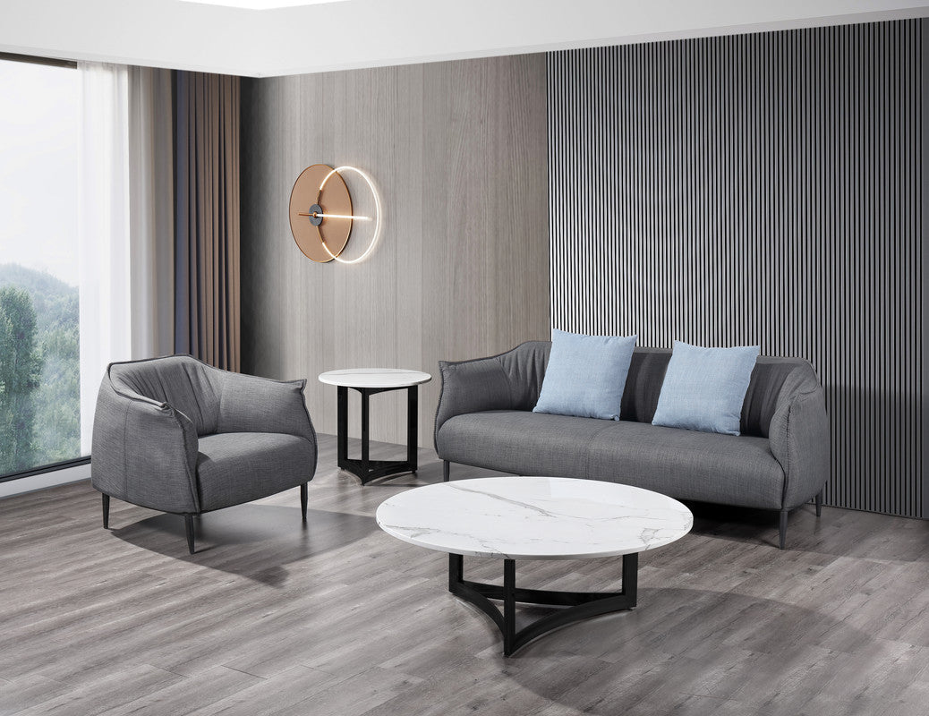 Alexa SideTable White Marble With Black Base