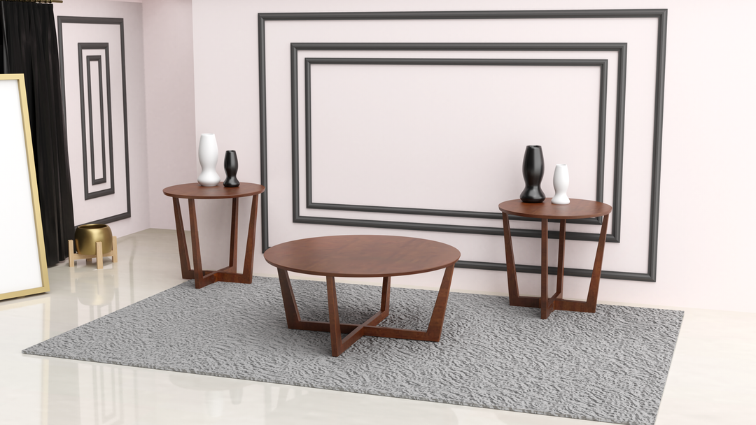 Round SOLID MANGO WOOD SET OF 3