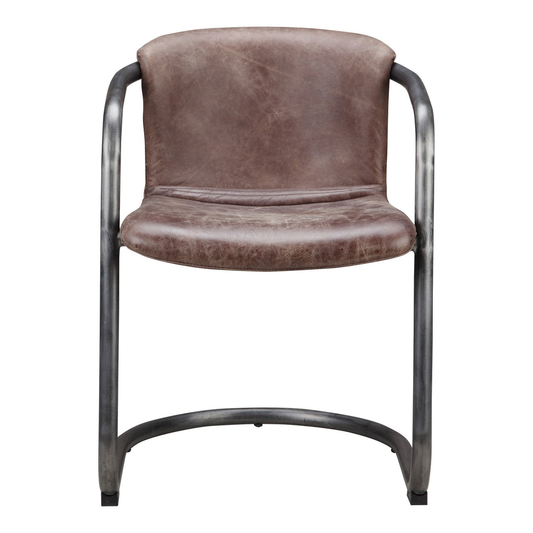 Freeman Dining Chair Grazed Brown Leather-M2