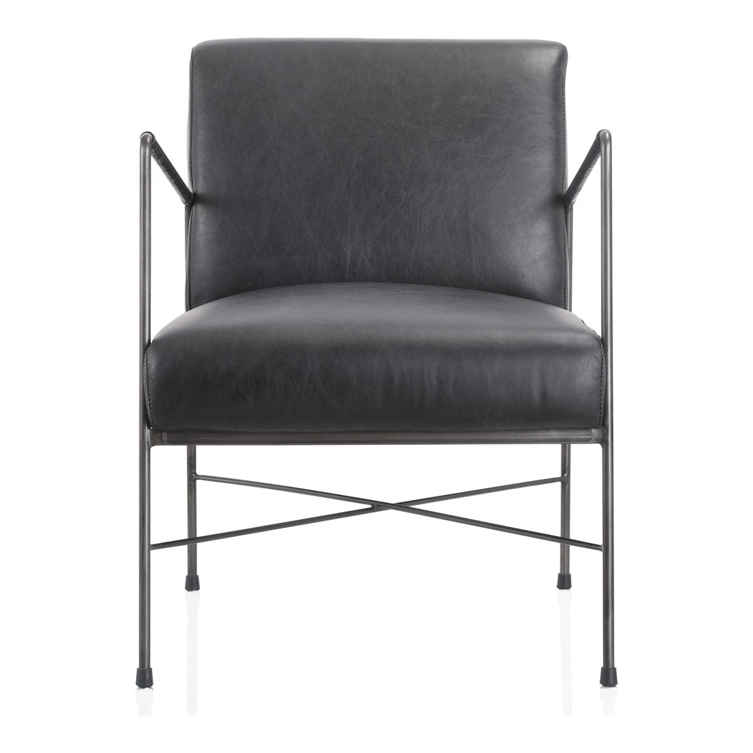 Dagwood Leather Arm Chair Onyx Black Leather