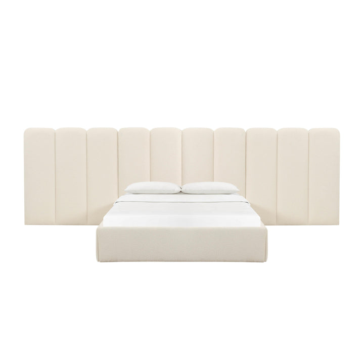 Palani Cream Boucle King Bed with Wings