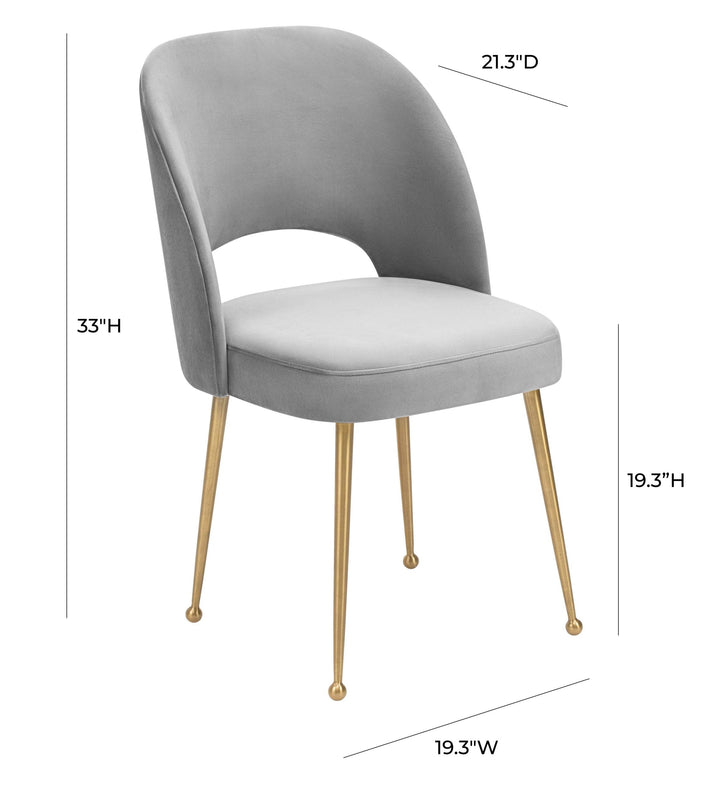 Swell Light Grey Velvet Chair