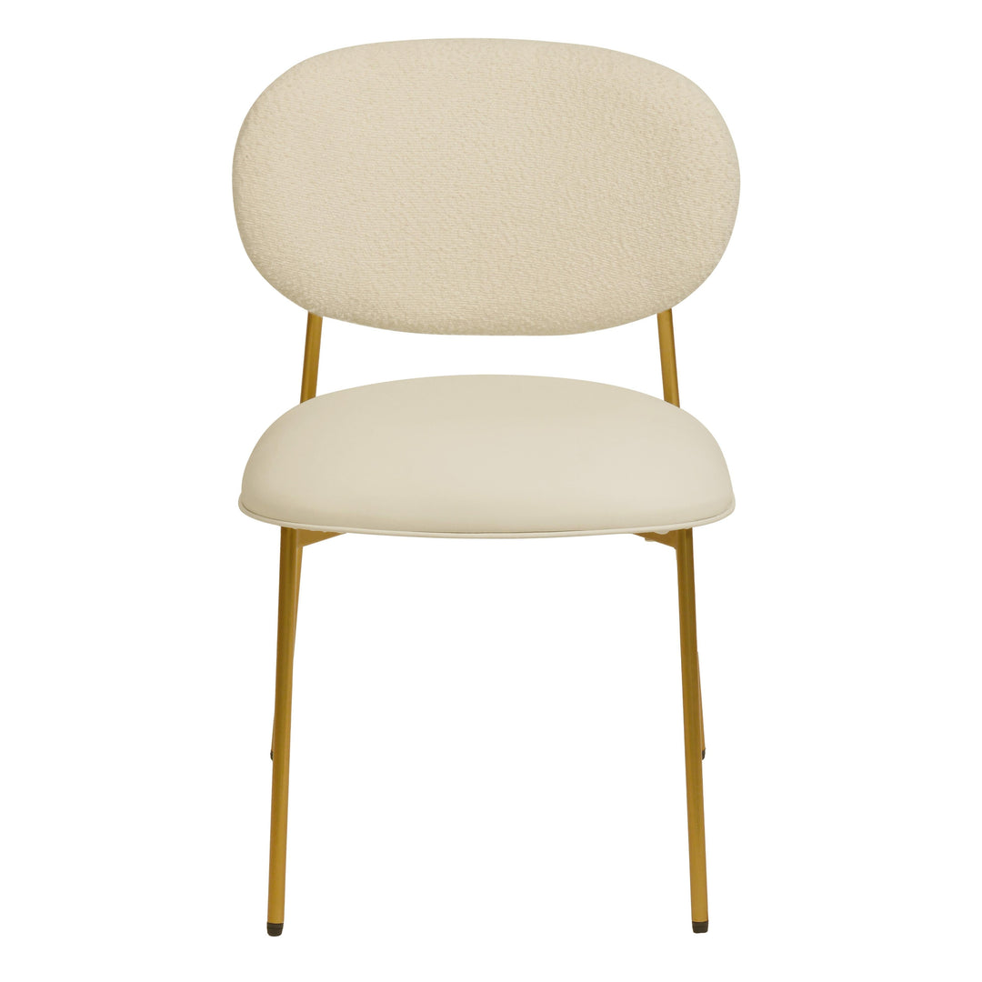 McKenzie Cream Boucle & Vegan Leather Stackable Dining Chair