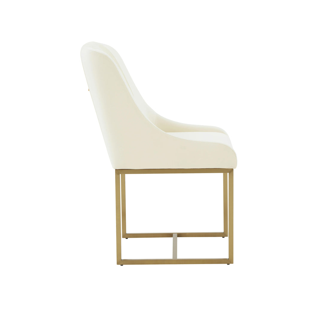Lisa Cream Pleated Velvet Dining Chair