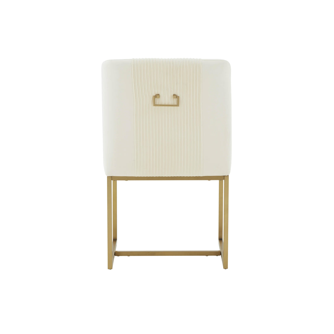 Lisa Cream Pleated Velvet Dining Chair