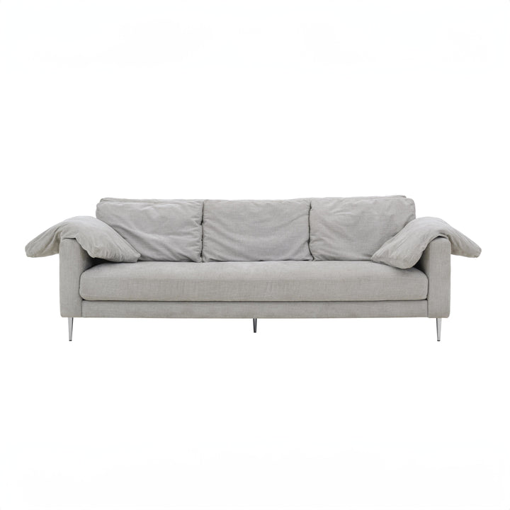 Vari Light Grey Textured Velvet Lounge Sofa