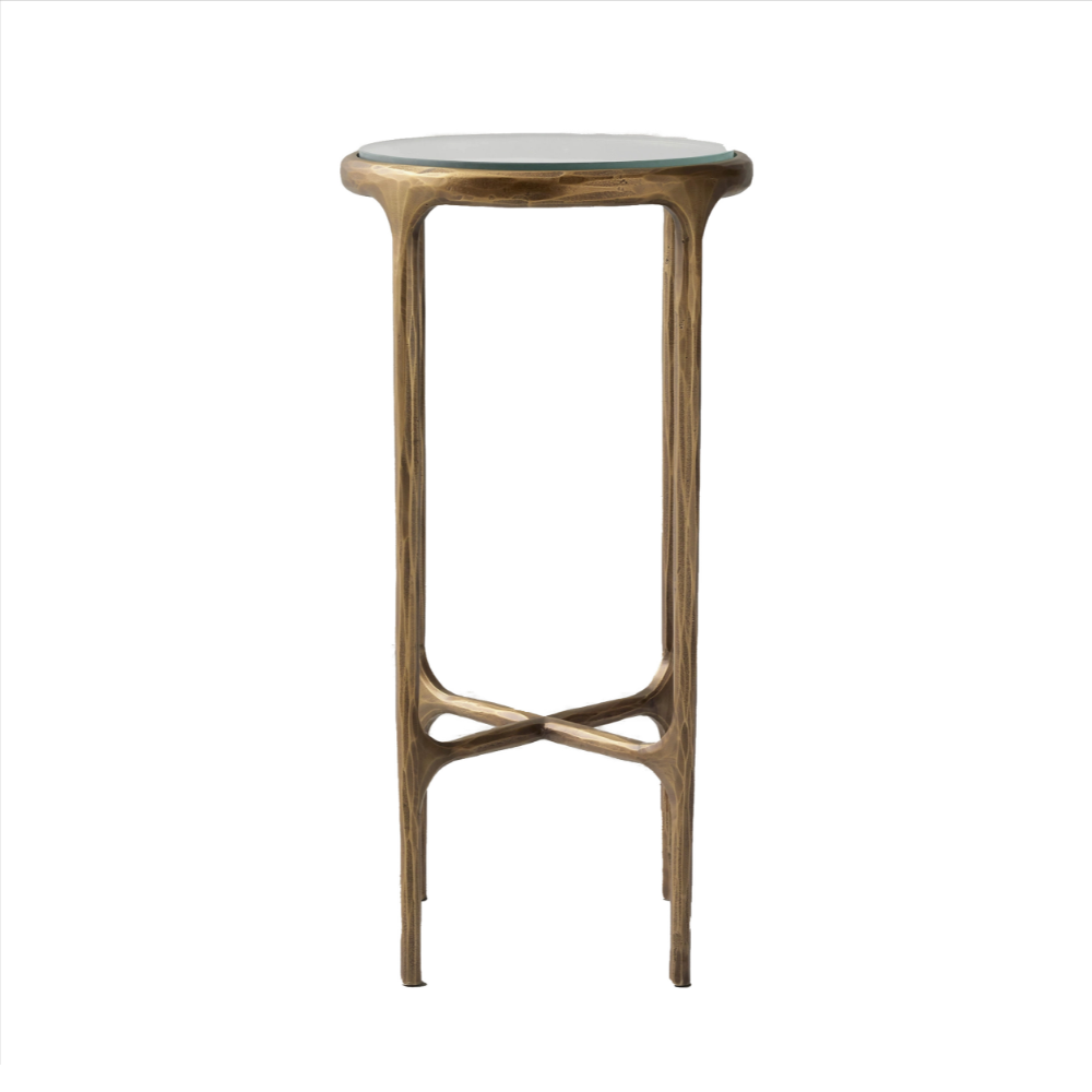 Round Gold Accent Table with Glass Top
