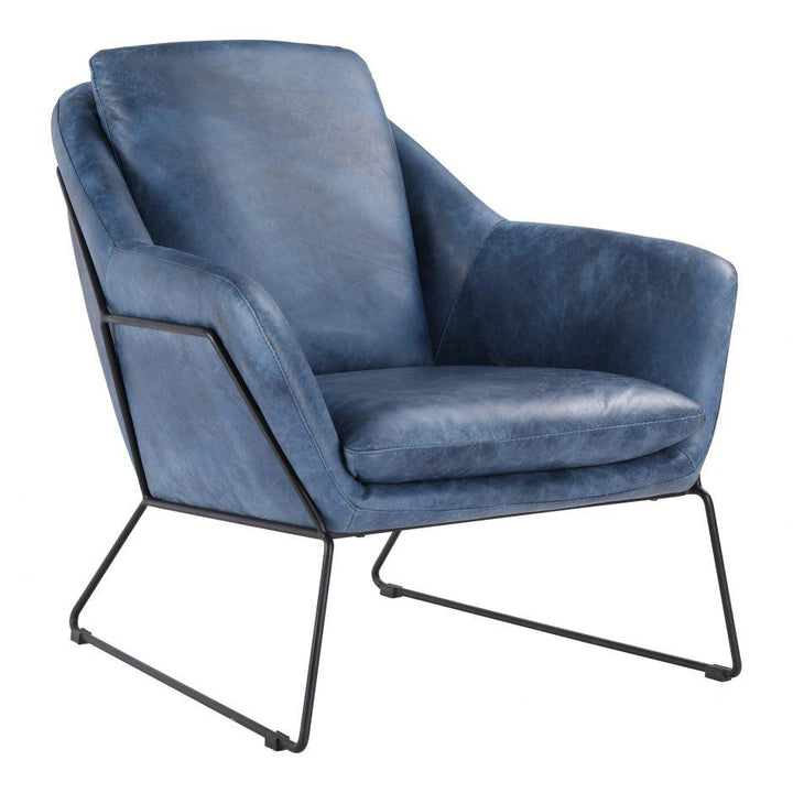 Greer Club Chair Kaiso Blue Leather