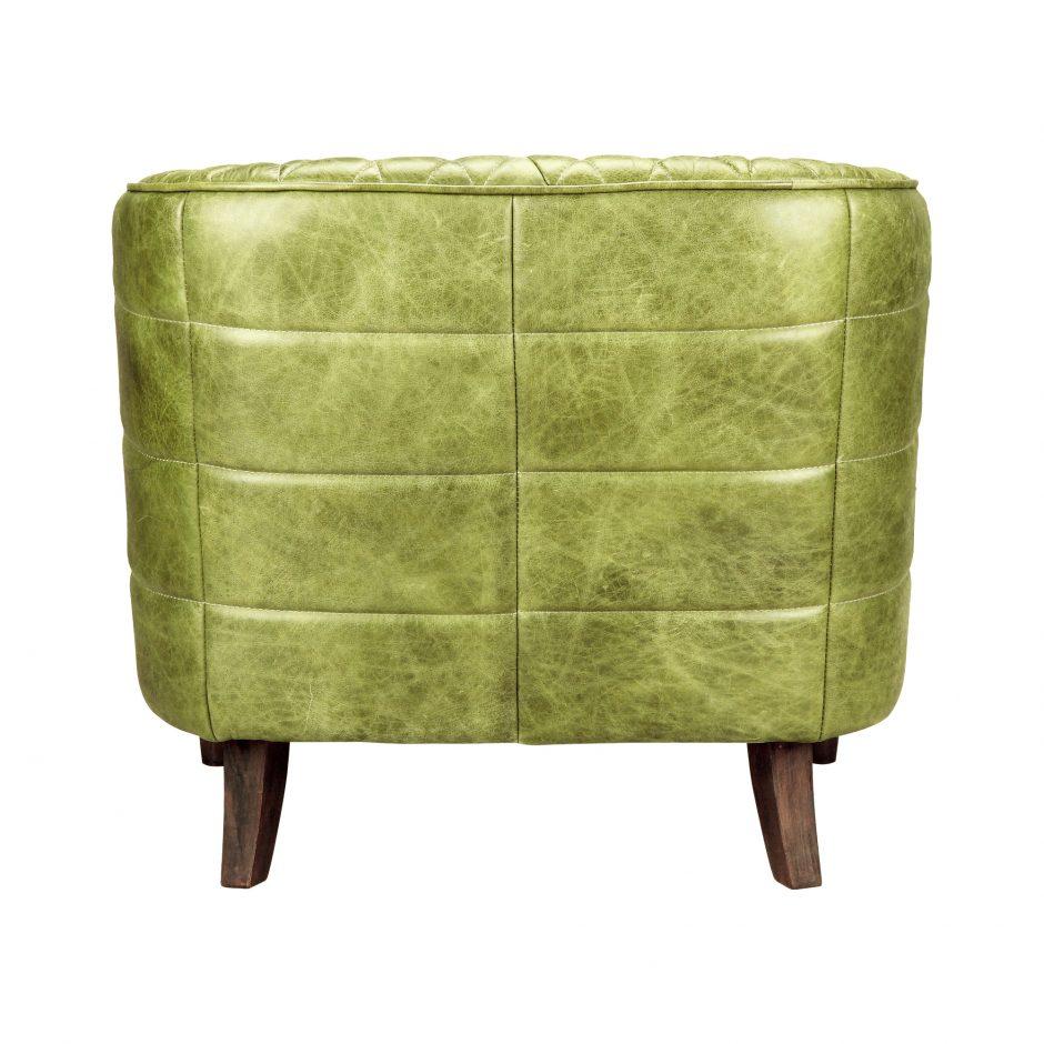 Magdelan Tufted Leather Arm Chair Emerald