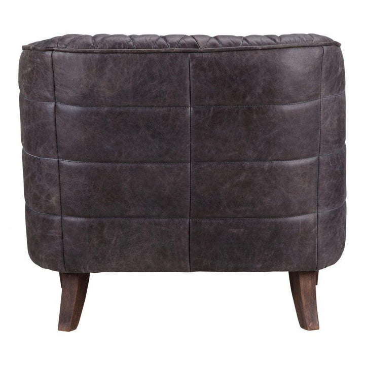 Magdelan Tufted Leather Arm Chair Antique Ebony