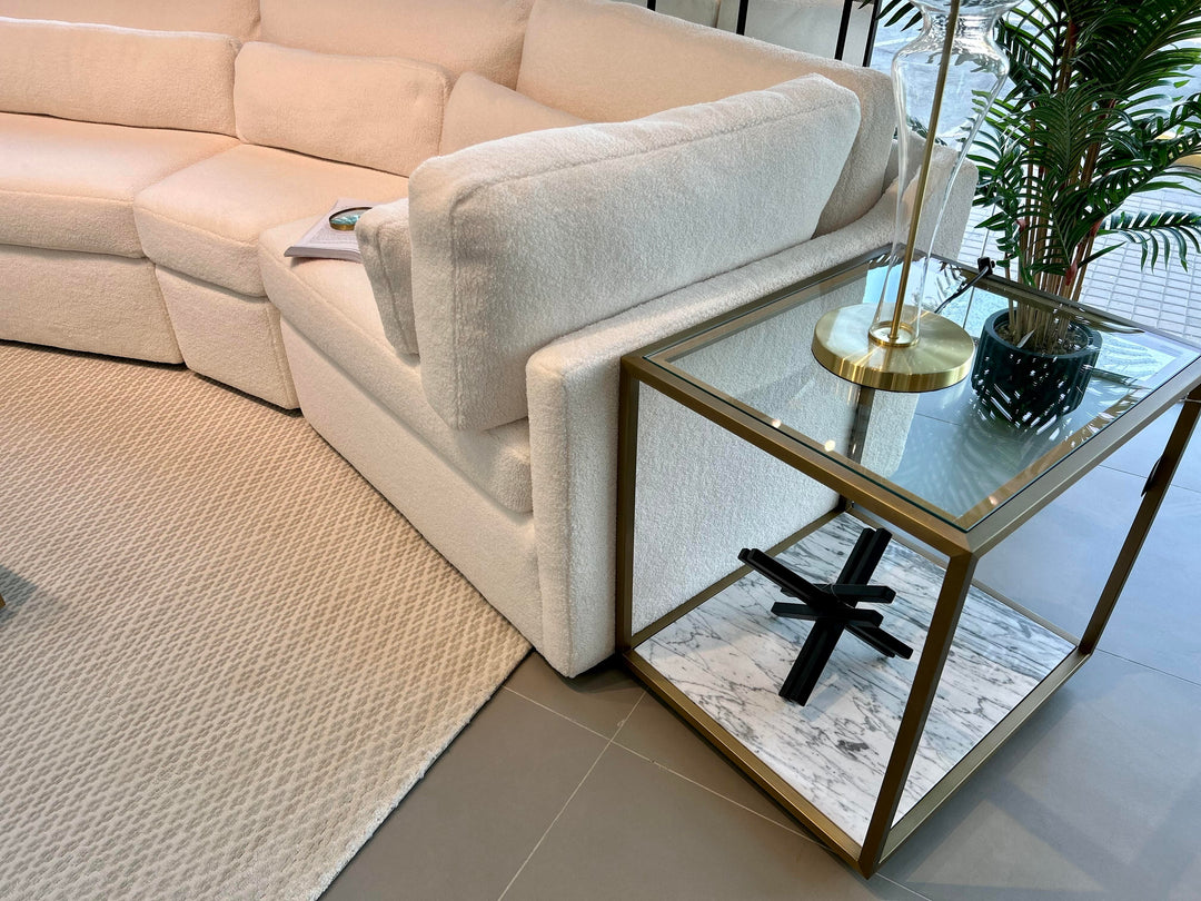 Amerah END TABLE - White Arabescato Gold Finish
