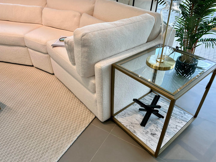 Amerah END TABLE - White Arabescato Gold Finish