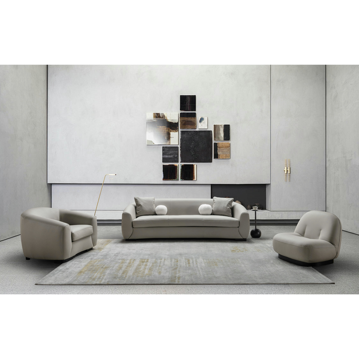 Boucle Leather 3 Seater Sofa