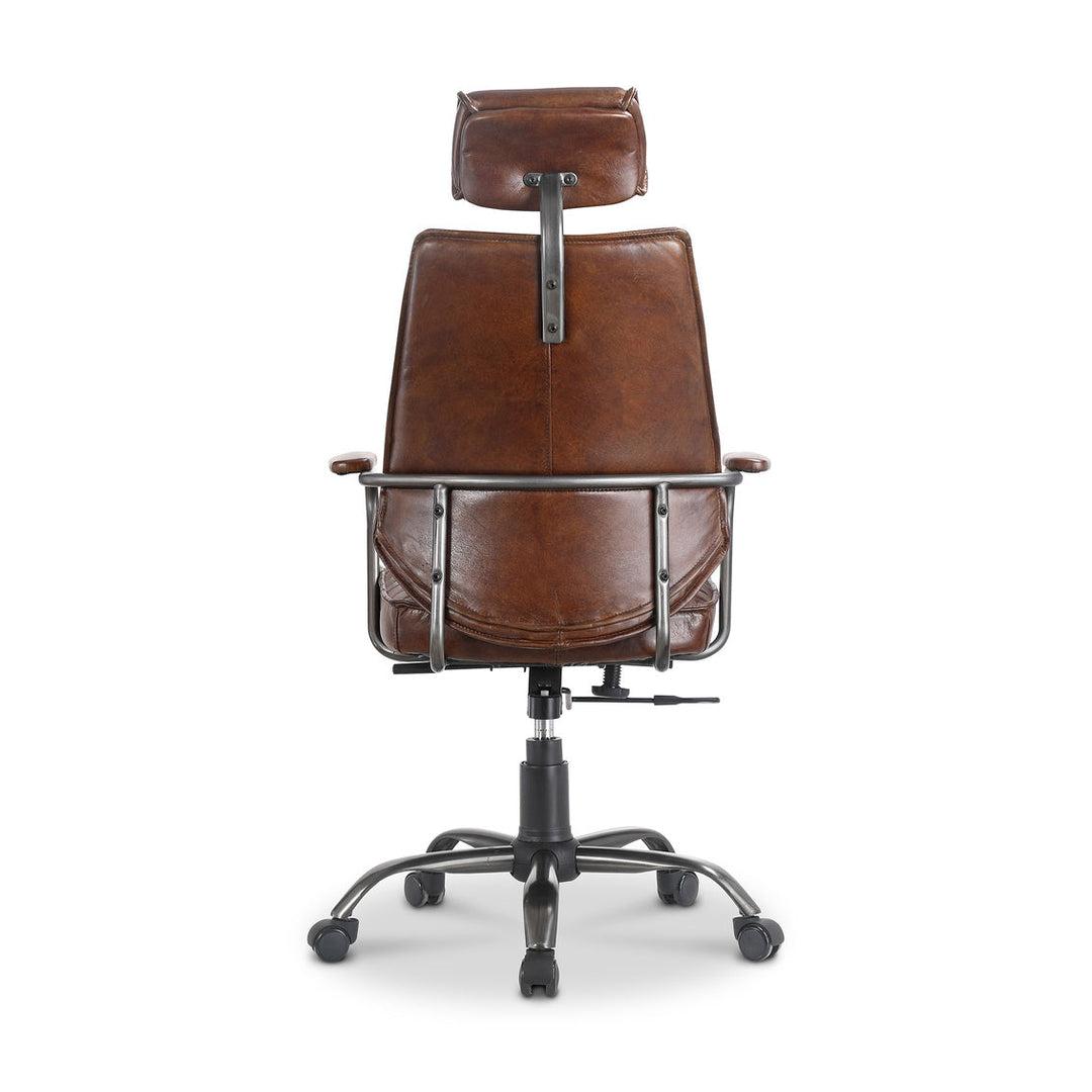 Executive Office Chair Dark Brown Leather