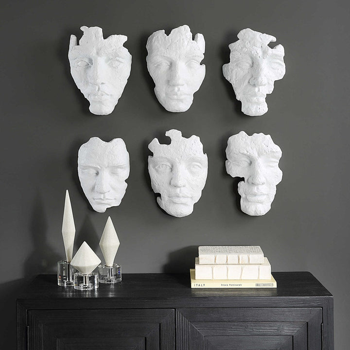 Self-Portrait Wall Decor, White, S/6