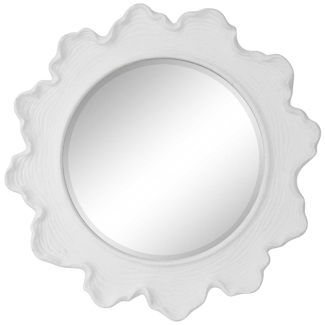 Sea Coral Round Mirror, White