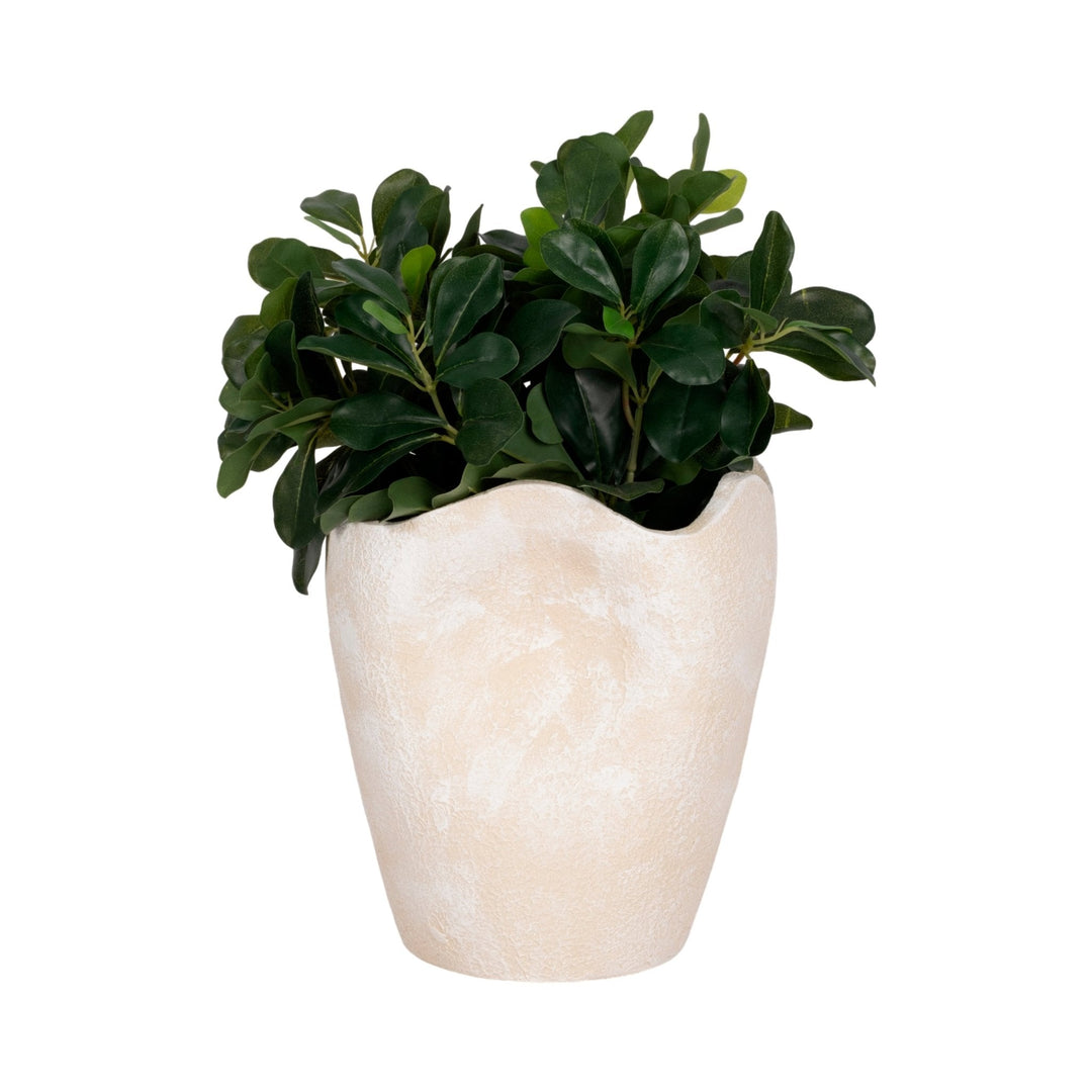 10" ABSTRACT TEXTURED TERRACOTTA VASE, IVORY