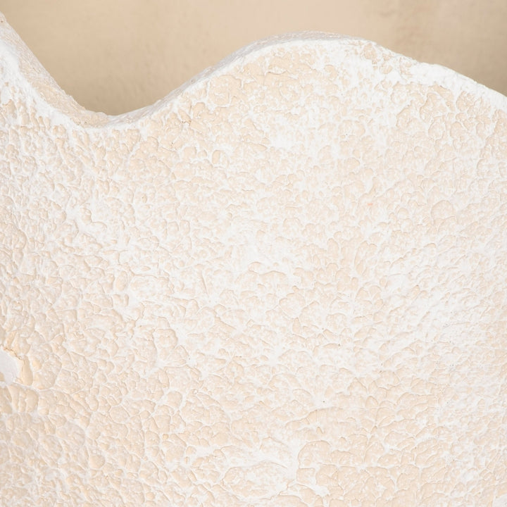10" ABSTRACT TEXTURED TERRACOTTA VASE, IVORY
