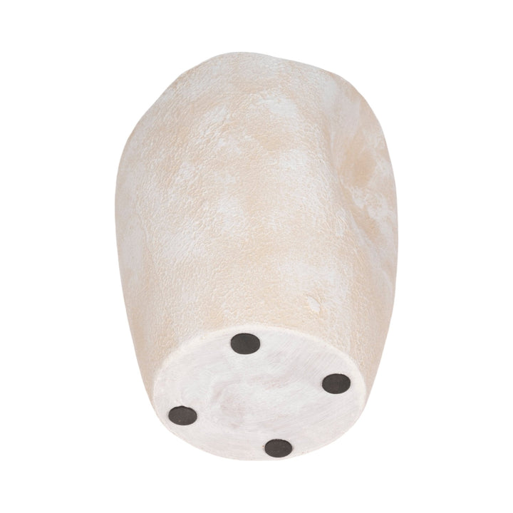 10" ABSTRACT TEXTURED TERRACOTTA VASE, IVORY