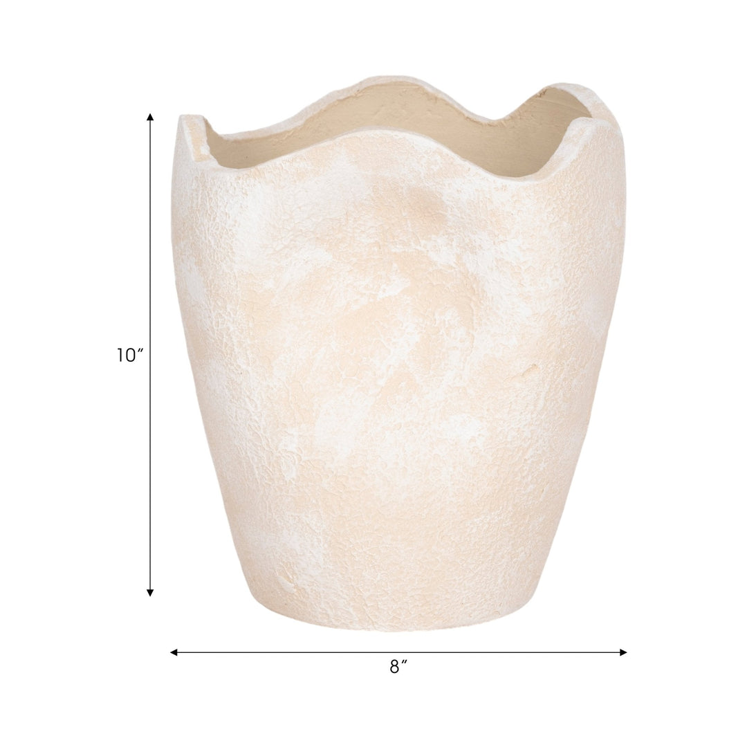 10" ABSTRACT TEXTURED TERRACOTTA VASE, IVORY