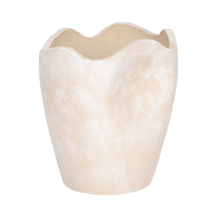 10" ABSTRACT TEXTURED TERRACOTTA VASE, IVORY