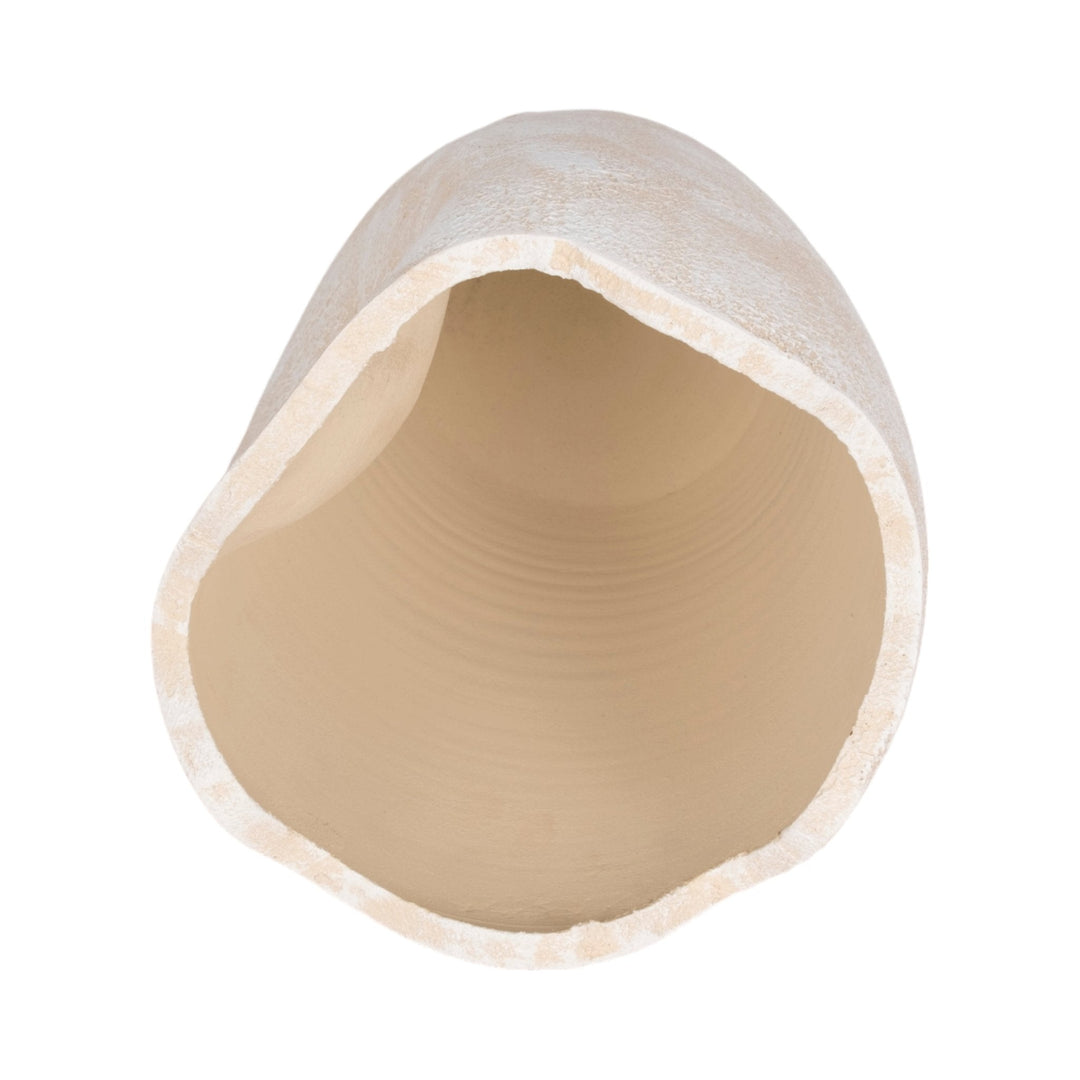 10" ABSTRACT TEXTURED TERRACOTTA VASE, IVORY