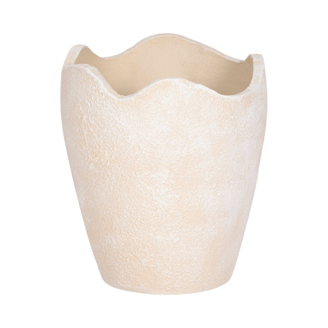 10" ABSTRACT TEXTURED TERRACOTTA VASE, IVORY