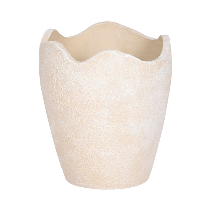 10" ABSTRACT TEXTURED TERRACOTTA VASE, IVORY