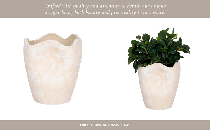 10" ABSTRACT TEXTURED TERRACOTTA VASE, IVORY