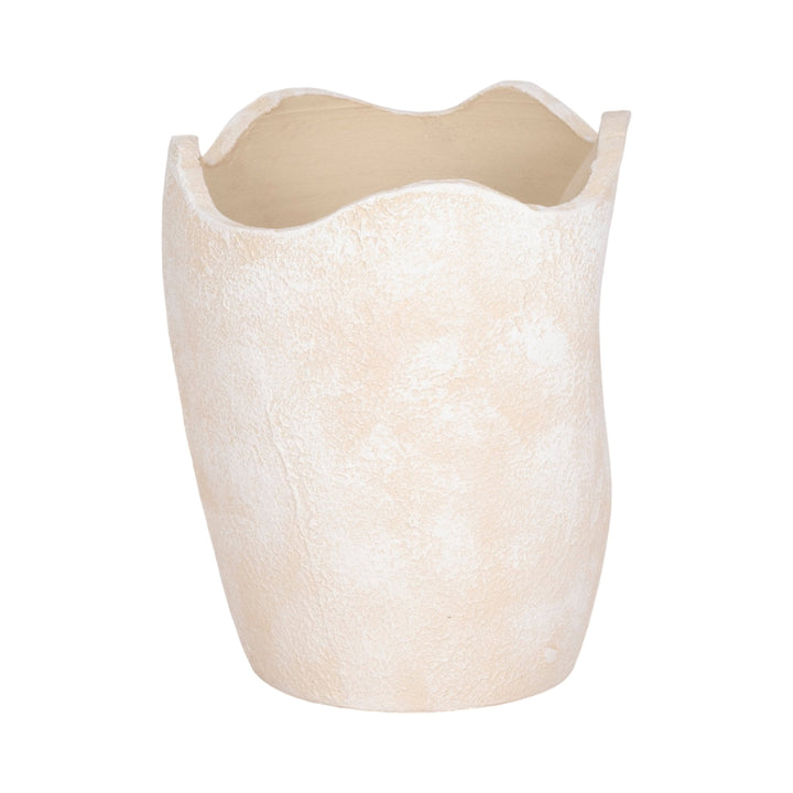 10" ABSTRACT TEXTURED TERRACOTTA VASE, IVORY