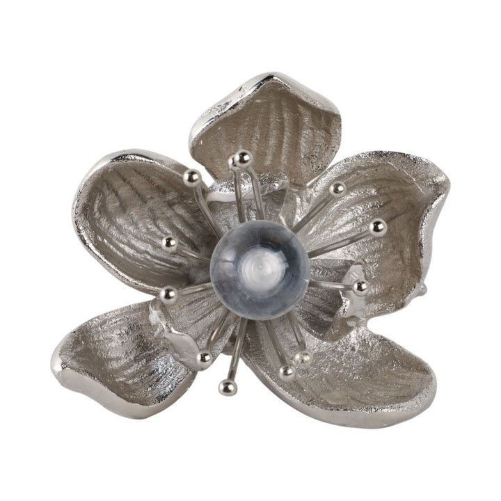 10" ADDIE METAL FLOWERS, SILVER